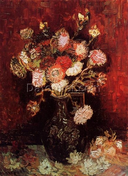 Vase with Asters and Phlox by Van Gogh – 1886 Oil Painting Reproduction, Premium Quality Canvas Art