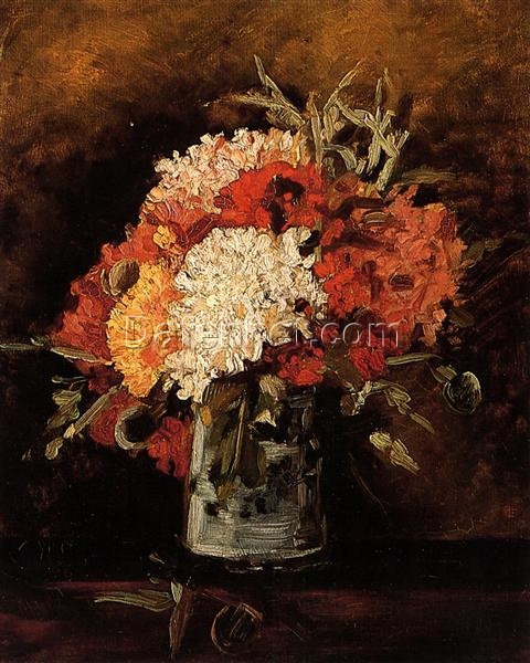 Vase with Carnations by Van Gogh – 1886 Hand-Painted Oil Painting Reproduction from Dafen Village