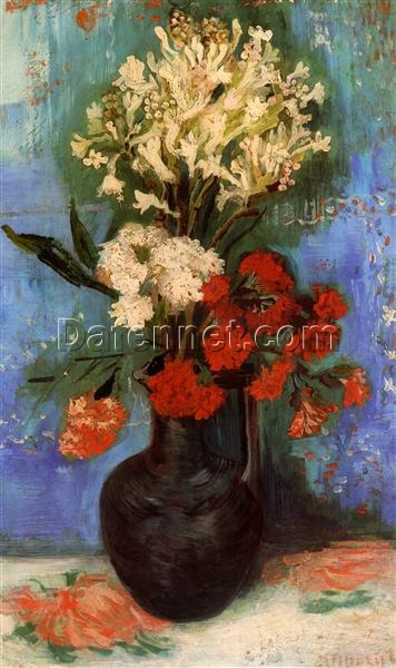 Buy Van Gogh Vase with Carnations and Other Flowers – 1886 Custom Oil Painting Reproduction for Home Decor