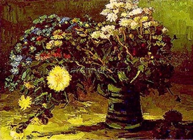 Vase with Daisies by Van Gogh – 1887 Oil Painting Reproduction, Premium Quality Canvas Art