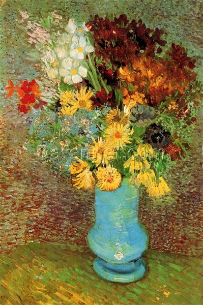 Buy Van Gogh Vase with Daisies and Anemones – 1887 Custom Oil Painting Reproduction for Home Decor