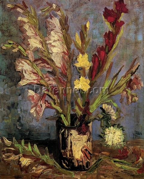 Vase with Gladioli by Van Gogh – 1886 Oil Painting Reproduction, Premium Quality Canvas Art