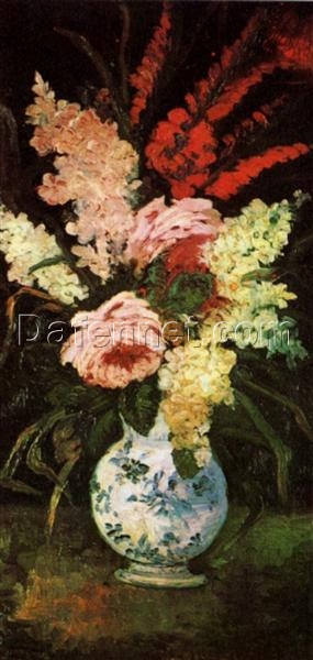 Vase with Gladioli and Lilac (1886) by Vincent van Gogh – Hand-Painted Oil Painting Reproduction from Dafen Village