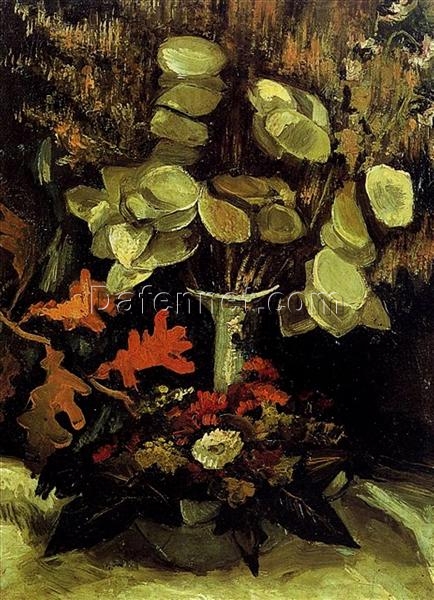 Vase with Honesty (1884) by Vincent van Gogh – Hand-Painted Oil Painting Reproduction from Dafen Village