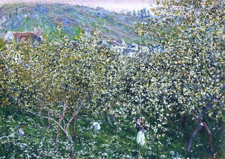 Claude Monet’s Vetheuil, Flowering Plum Trees (1879) – Impressionist Oil Painting Reproduction, Crafted by Dafen Village Studio