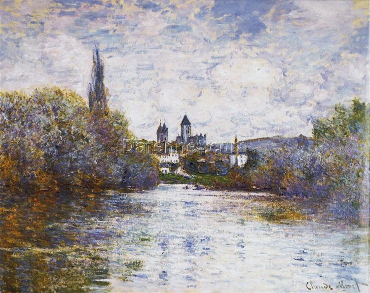 Hand-Painted Impressionist Oil Painting of Vetheuil, The Small Arm of the Seine by Claude Monet – Dafen Village Artists