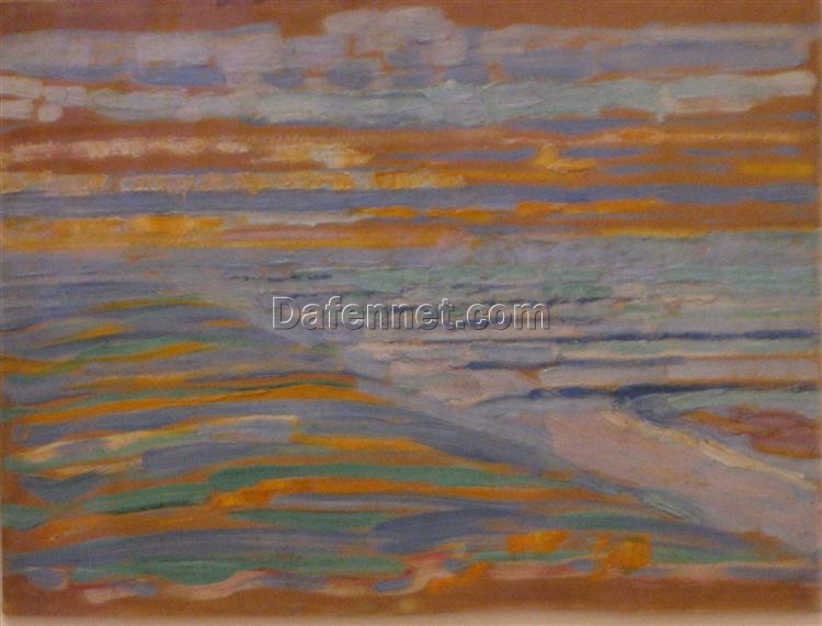 Buy “View from the Dunes with Beach and Piers” by Piet Mondrian – 1909 Custom Oil Painting on Canvas