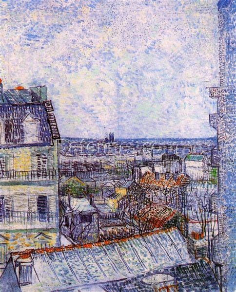 Buy View from Vincent’s Room in the Rue Lepic – 1887 Oil Painting Reproduction on Premium Canvas by Van Gogh