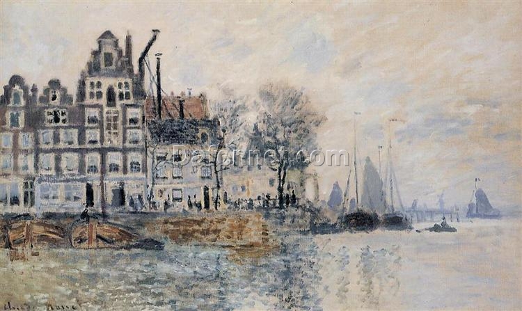 Monet’s View of Amsterdam 1874 – Exquisite Oil Painting Reproduction from Dafen Village Studio