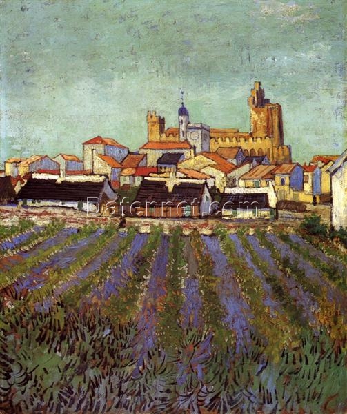 View of Saintes-Maries by Van Gogh – 1888 Oil Painting Reproduction on Canvas