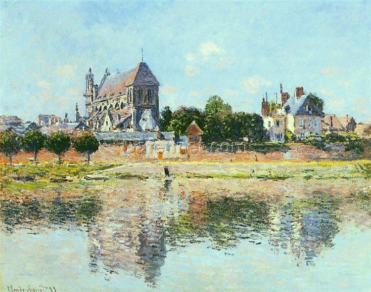 Impressionist Oil Painting of ‘View of the Church at Vernon’ (1883) by Claude Monet | Dafen Village Studio Masterpiece