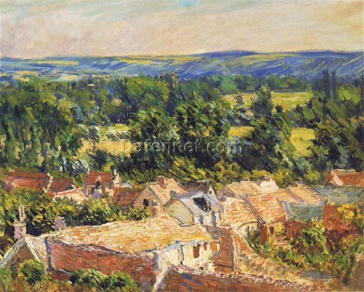 Authentic Monet ‘View on Village of Giverny’ (1886) Oil Painting Reproduction – High-Quality Artwork from Dafen Village Studio for Art Enthusiasts