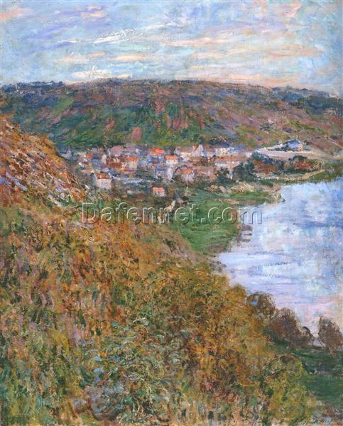 Claude Monet ‘View over Vetheuil’ 1880 Oil Painting Reproduction – Masterful Impressionist Landscape Art from Dafen Village Studio