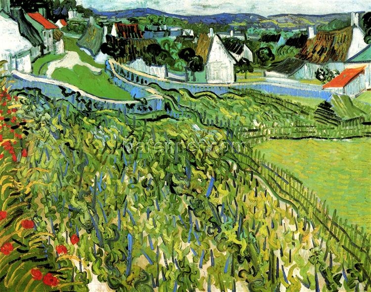 Buy Vineyards with a View of Auvers – 1890 Vincent van Gogh Oil Painting Reproduction