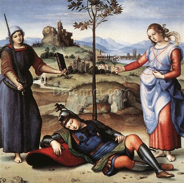 Raphael’s ‘Vision of a Knight’ – High-Quality Oil Painting Reproduction in High Renaissance Style