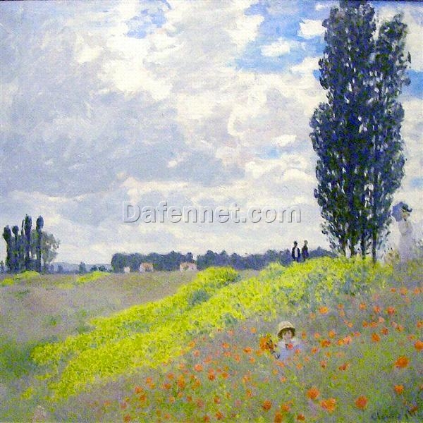 1873 Walk in the Meadows at Argenteuil by Claude Monet – Vibrant Impressionist Landscape Oil Painting from Dafen Village Studio