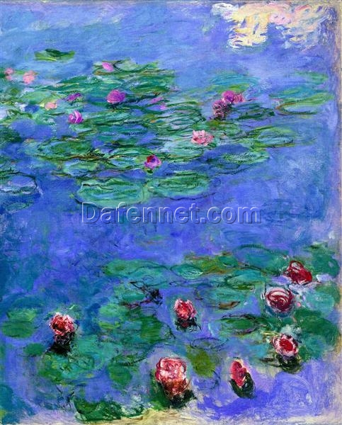 Water Lilies Red (1914-1919) by Claude Monet – Premium Hand-Painted Oil Painting, Expertly Made by Dafen Village