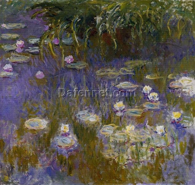 Water Lilies, Yellow and Lilac (1914-1917) by Claude Monet – High-Quality Oil Painting Reproduction, Made by Dafen Village