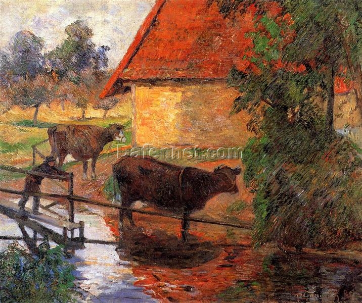 Paul Gauguin “Watering Place” 1885 – Authentic Oil Painting Reproduction | Elegant Canvas Art from Dafen Village