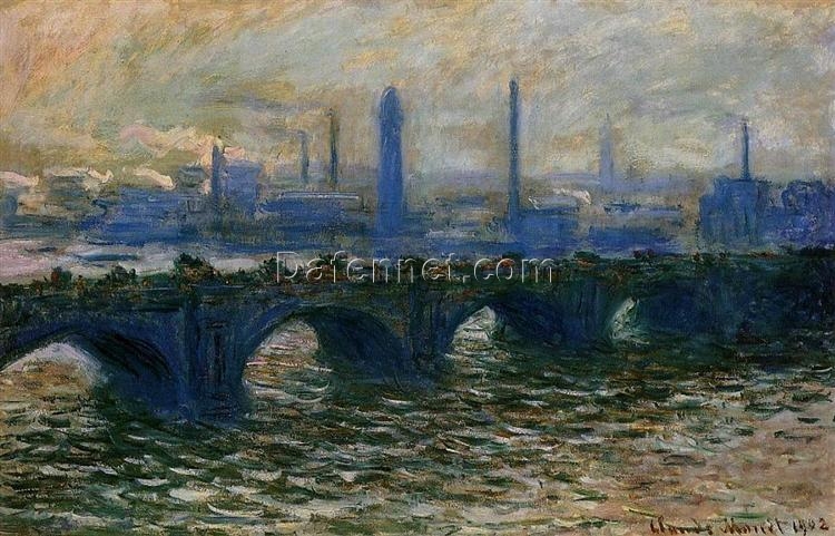 Hand-Painted Waterloo Bridge by Claude Monet (1902) – Custom Oil Painting Reproduction, Dafen Village