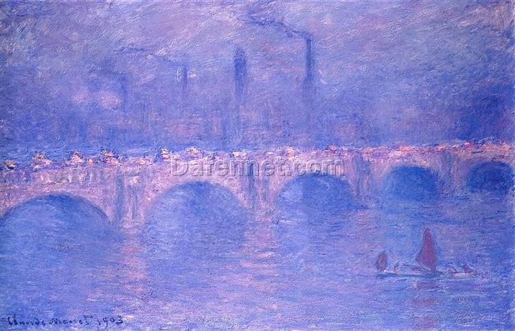 Claude Monet Waterloo Bridge, Hazy Sunshine (1903) – Beautiful Custom Oil Painting Reproduction, Dafen Village Studio