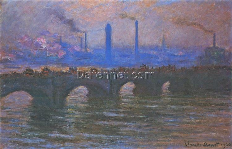 Claude Monet Waterloo Bridge, Overcast Weather (1904) – High-Quality Custom Oil Painting Reproduction, Dafen Village