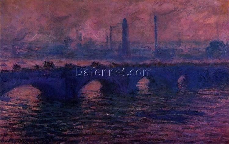 Waterloo Bridge, Overcast Weather (1899-1901) by Claude Monet – Custom Oil Painting Reproduction, Handcrafted by Dafen Village Artists