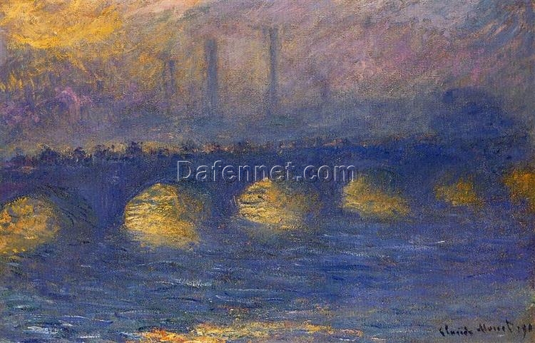 Waterloo Bridge, Overcast Weather by Claude Monet (1904) – Elegant Hand-Painted Oil Painting, Made by Dafen Village