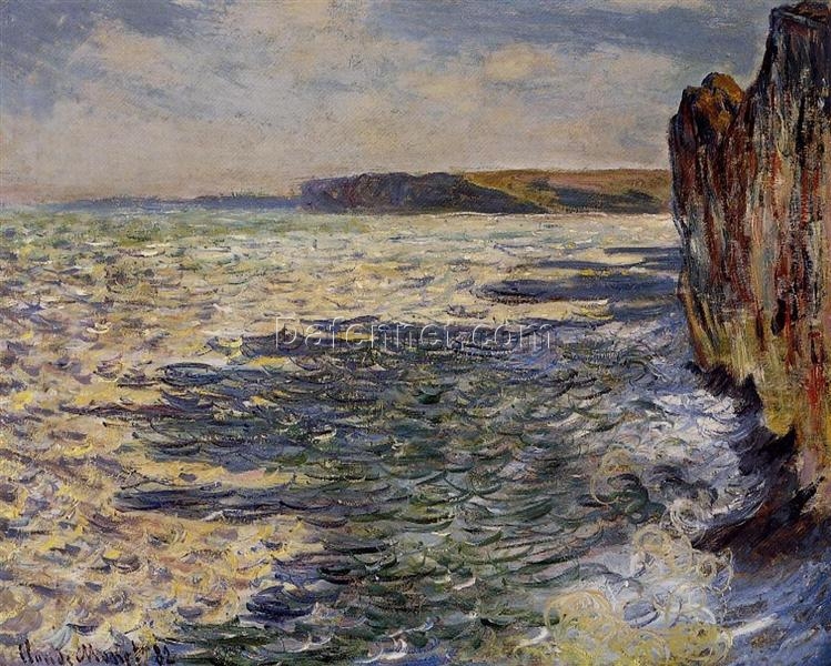 Claude Monet Waves and Rocks at Pourville (1882) – High-Quality Custom Oil Painting Reproduction, Dafen Village