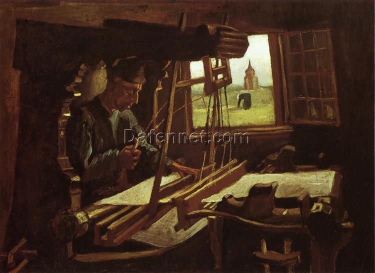 Buy Weaver near an Open Window by Van Gogh – 1884 Fine Art Oil Painting Reproduction