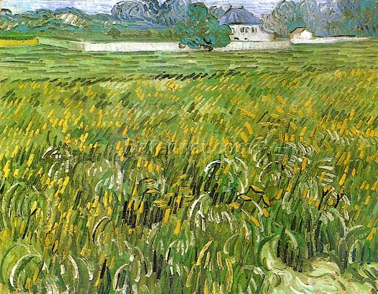 Wheat Field at Auvers with White House – 1890 Van Gogh Oil Painting Reproduction