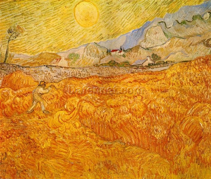 Vincent van Gogh Wheat Field with a Reaper (1889) – Fine Art Oil Painting Reproduction