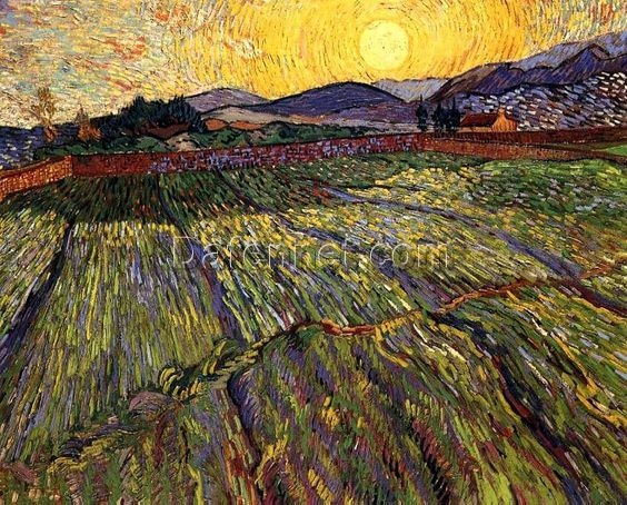 Wheat Field with Rising Sun by Vincent van Gogh – Museum-Quality 1889 Reproduction