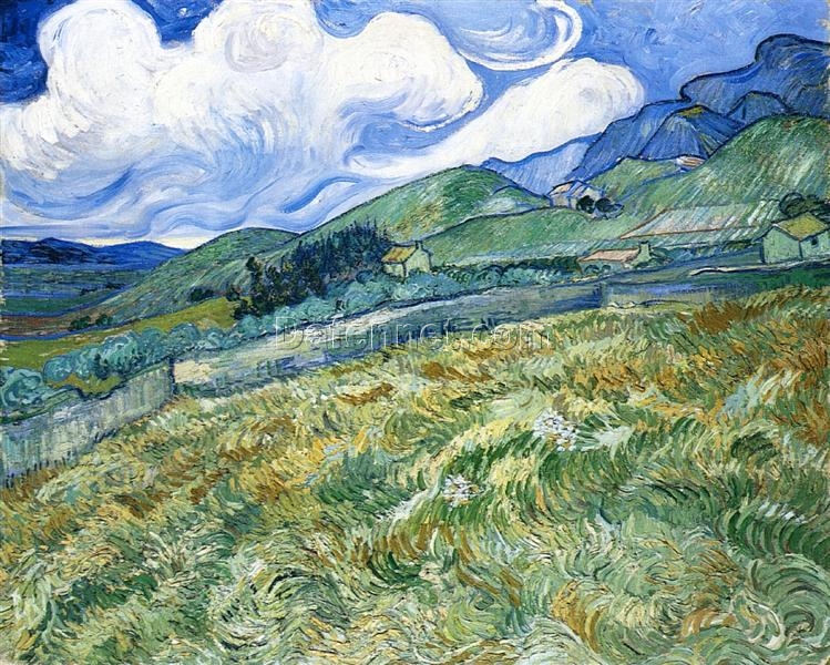 Museum-Quality Reproduction: Wheatfield with Mountains by Vincent van Gogh (1889)