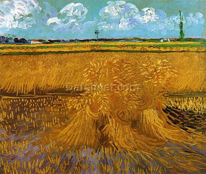 Vincent van Gogh’s Wheatfield with Sheaves (1888) – Rustic Golden Field Canvas Print