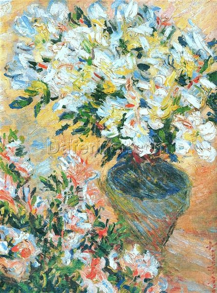 White Azaleas in a Pot by Claude Monet (1885) – Elegant Hand-Painted Oil Painting, Made by Dafen Village