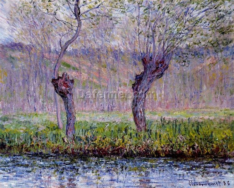 Willows in Springtime by Claude Monet (1885) – Elegant Hand-Painted Oil Painting, Made by Dafen Village