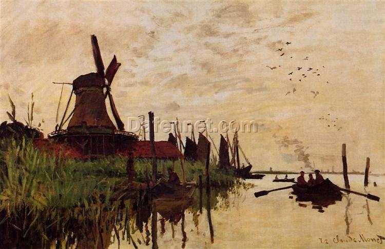 Windmill at Zaandam by Claude Monet (1871) – Stunning Custom Oil Painting, Expertly Crafted by Dafen Village