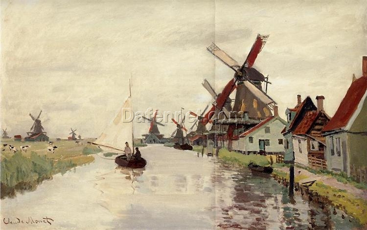 Claude Monet Windmills in Holland (1871) – High-Quality Hand-Painted Oil Painting Reproduction, Dafen Village