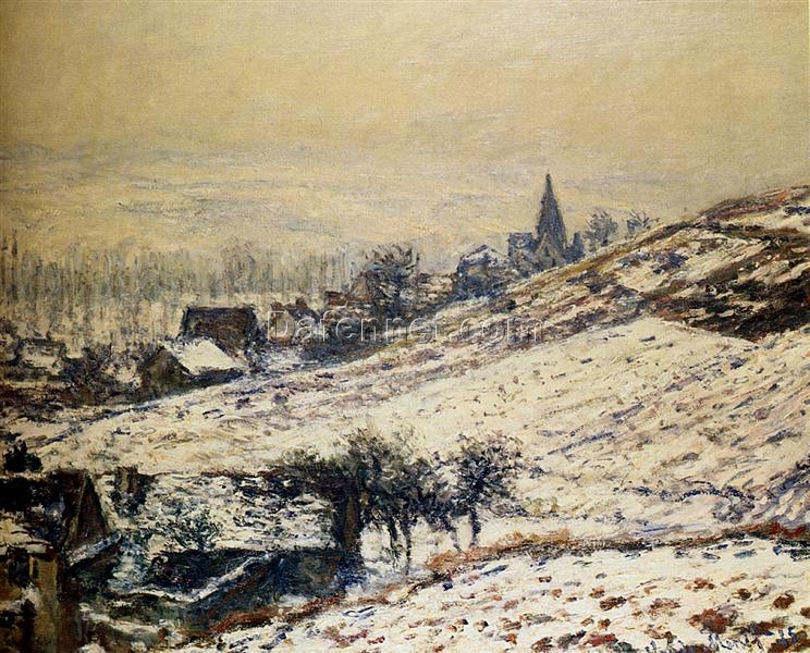 Winter at Giverny (1885) by Claude Monet – Handcrafted Oil Painting Reproduction, Dafen Village Masterpiece