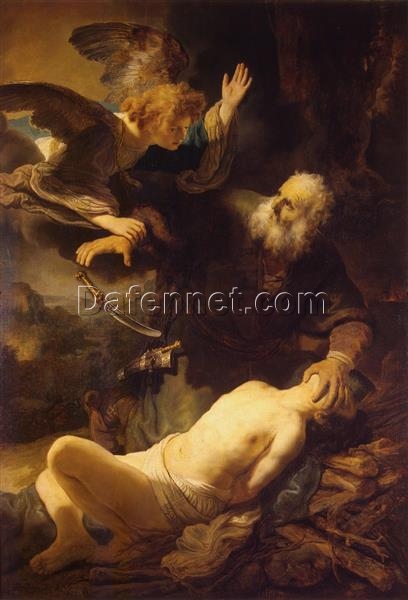 Hand-painted Rembrandt ‘Sacrifice of Isaac’ 1635 – A Bold Rendering of Abraham’s Test of Faith