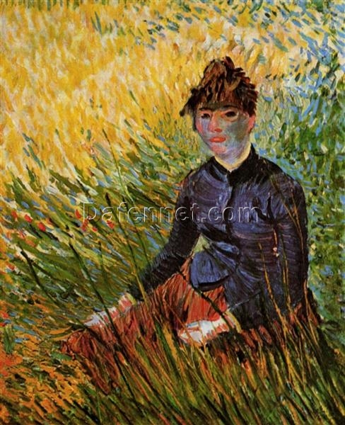 Woman Sitting in the Grass (1887) – Van Gogh’s Harmonious Landscape and Figure Art