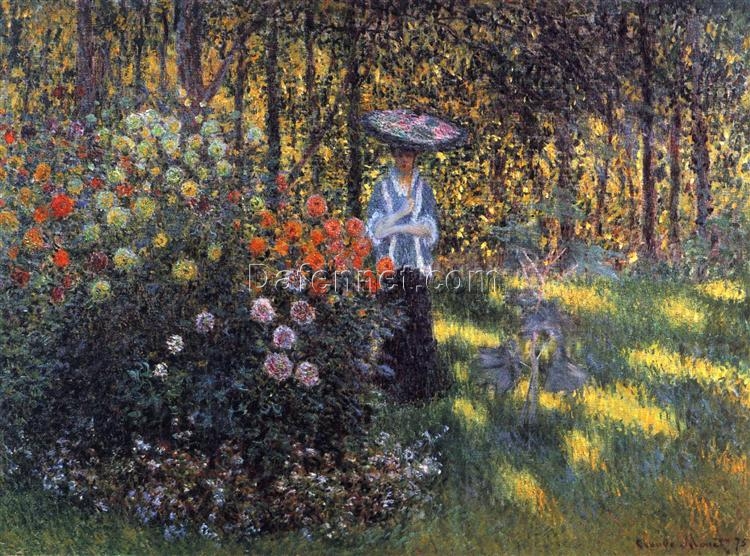 Claude Monet Woman with a Parasol in the Garden in Argenteuil (1875) – High-Quality Hand-Painted Oil Painting Reproduction, Dafen Village