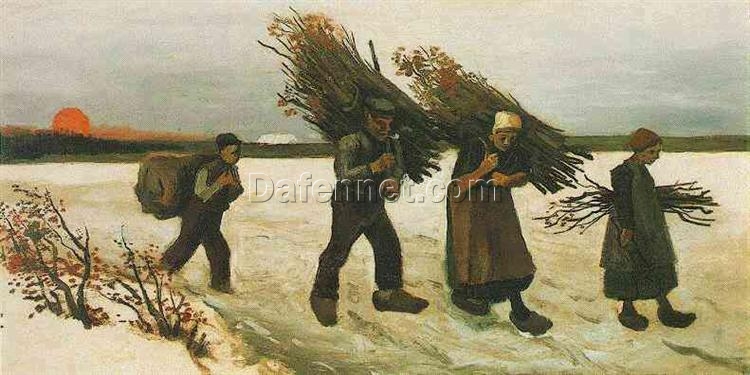 Vincent van Gogh Wood Gatherers in the Snow – Authentic Hand-Painted Oil Art, Fine Art Reproduction for Sale