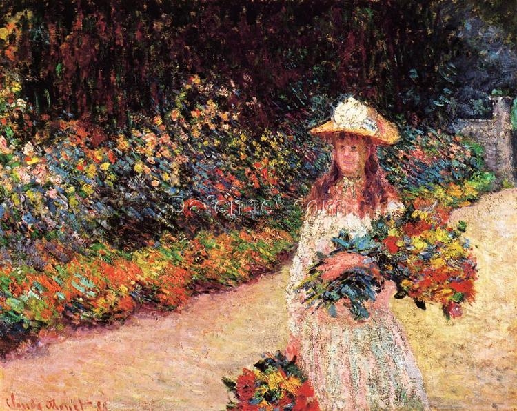 Young Girl in the Garden at Giverny (1888) by Claude Monet – Handcrafted Oil Painting Reproduction, Dafen Village Masterpiece