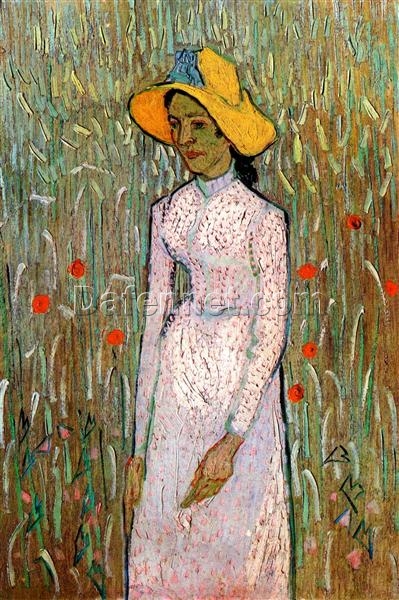 Buy Van Gogh “Young Girl Standing Against a Background of Wheat” 1890 – High-Quality Oil Painting Reproduction | Custom Art from Dafen Village