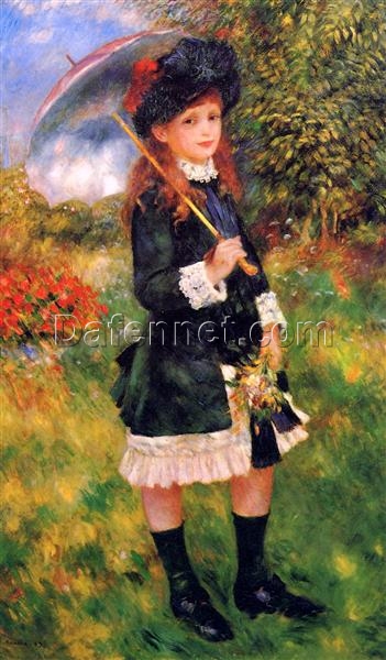 Buy Renoir “Young Girl with a Parasol” (Aline Nunès) 1883 – Custom Oil Painting Reproduction of Timeless French Outdoor Scene