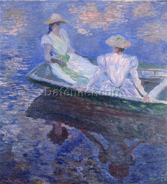 Young Girls in a Row Boat (1887) by Claude Monet – Stunning Custom Oil Painting, Expertly Crafted by Dafen Village