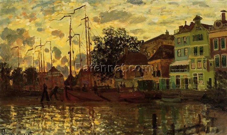 Zaandam, The Dike, Evening (1871) by Claude Monet – Custom Oil Painting Reproduction, Handcrafted by Dafen Village Artists