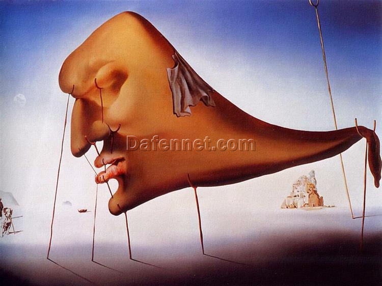 Surrealist Oil Painting Inspired by Salvador Dali’s “Sleep” – Dreamlike Symbolic Art for Contemporary Interiors